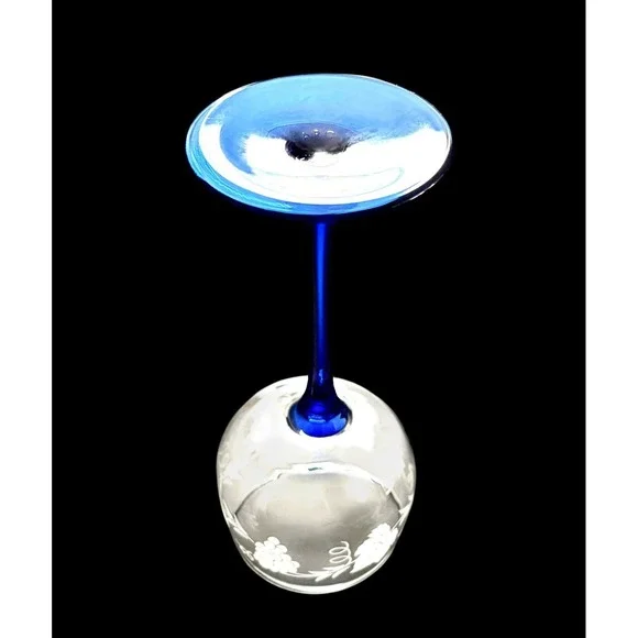 Set Of 4 Vintage Luminarc Cobalt Blue Stem 6-3/8" Cordial Glasses - Picture 6 of 6